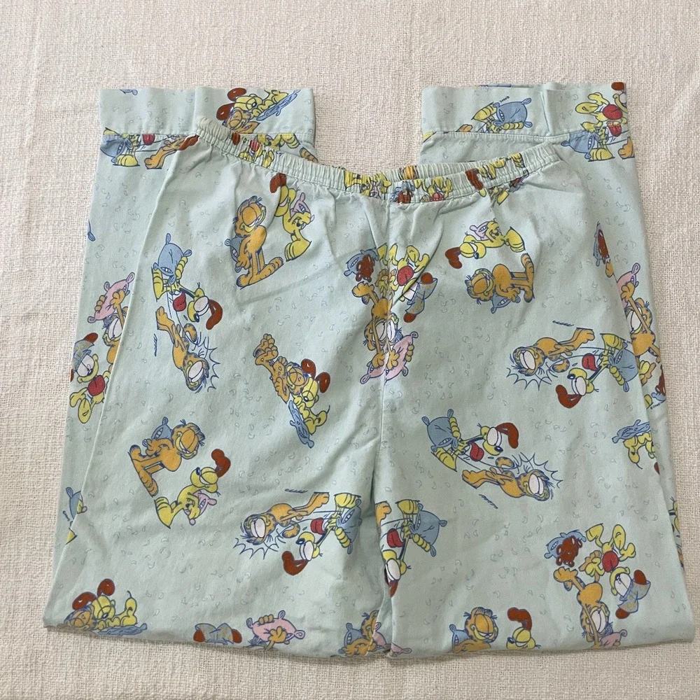 Vintage‎ Garfield Comic Strip Cat Odie Dog PAJAMA Pants 1990s RARE Adult Large